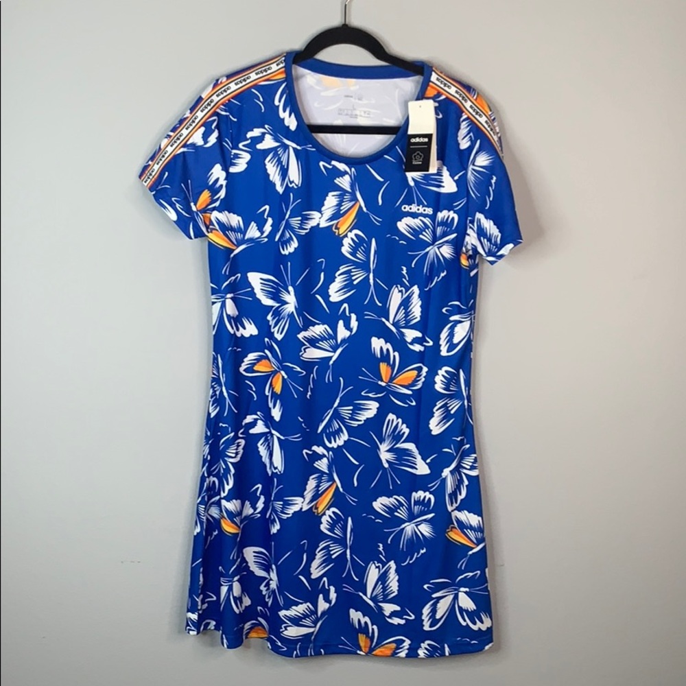NEW Adidas farm Rio blue butterfly athletic dress M